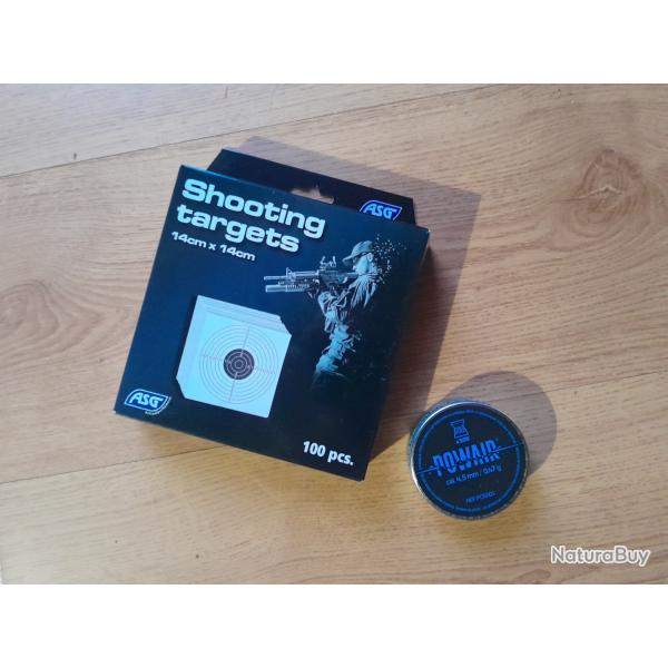 Paquet de 100 cibles  14x14 cm. + Plbs 4.5