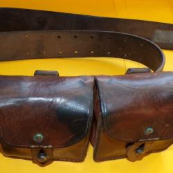 CEINTURON EN CUIR AVEC ETUI EN CUIR DE CARTOUCHIERE POUR MAS 36  DE L'ARMEE FRANCAISE ,  FABRICATION