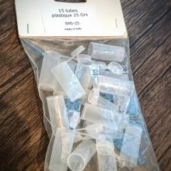 15 Tubes Plastiques Dosettes à Poudre Noire 25 Grs