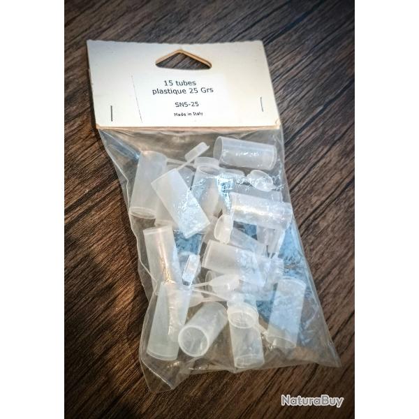 15 Tubes Plastiques Dosettes  Poudre Noire 25 Grs