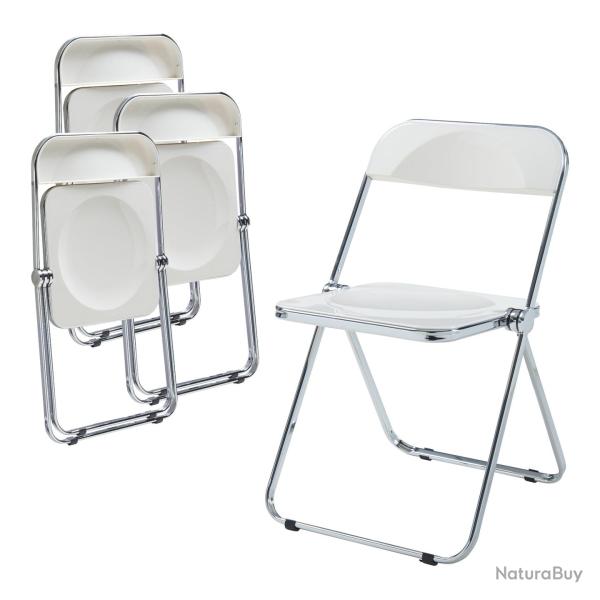 Lot de 4 chaises pliantes camping 74 x 46 x 47 cm blanc 03_0009845