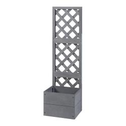 Jardini&egrave;re bac &agrave; plante fleur avec treillis bois composite 135 x 40 x 30 cm gris 03_0009496