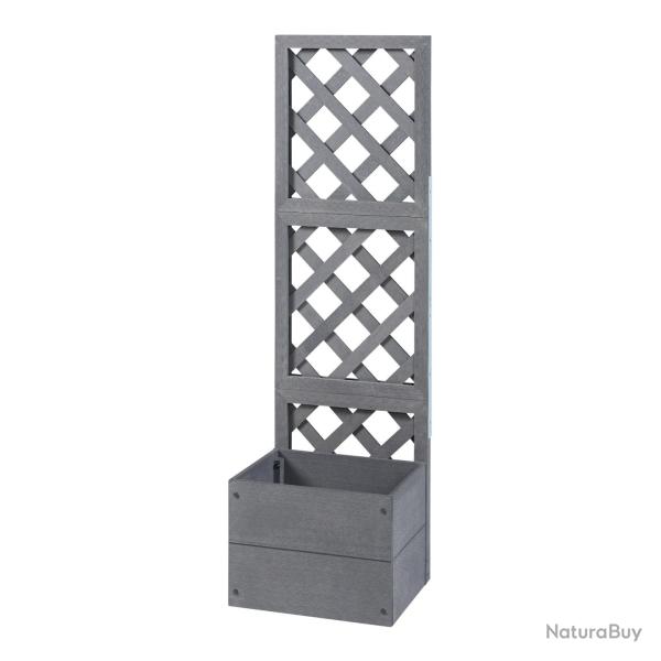 Jardini�re bac � plante fleur avec treillis bois composite 135 x 40 x 30 cm gris 03_0009496