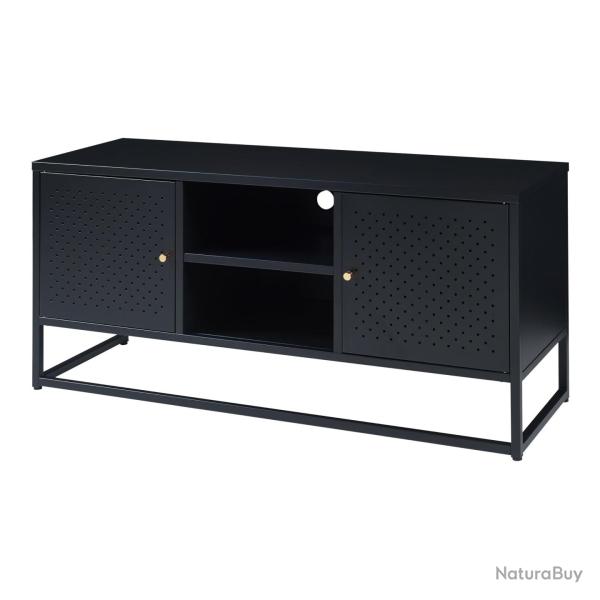 Meuble TV support tlvision salon tagre acier 120 x 40 x 55 cm noir 03_0010058