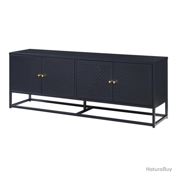 Meuble TV support tlvision salon tagre acier 153 x 35 x 55 cm noir 03_0010059