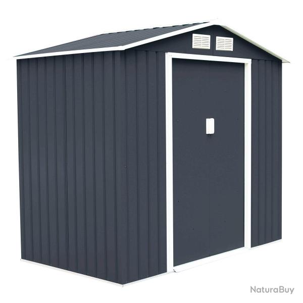 Abri de jardin en mtal 213 x 127 x 185 cm facile  assembler et ventil style moderne en tle galv
