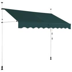 Auvent r&eacute;tractable 250 x 125 cm facile &agrave; monter et r&eacute;glable en design moderne en aluminium vert 20_