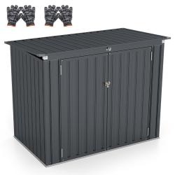 Abri de jardin en m&eacute;tal galvanis&eacute; 172 x 95,5 x 130 cm avec double ouverture et s&eacute;curit&eacute; renforc&eacute;e s