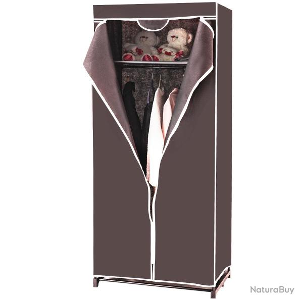 Armoire penderie rangement 75 x 50 x 170 cm grande capacit� design simple en non-tiss� marron 20_00