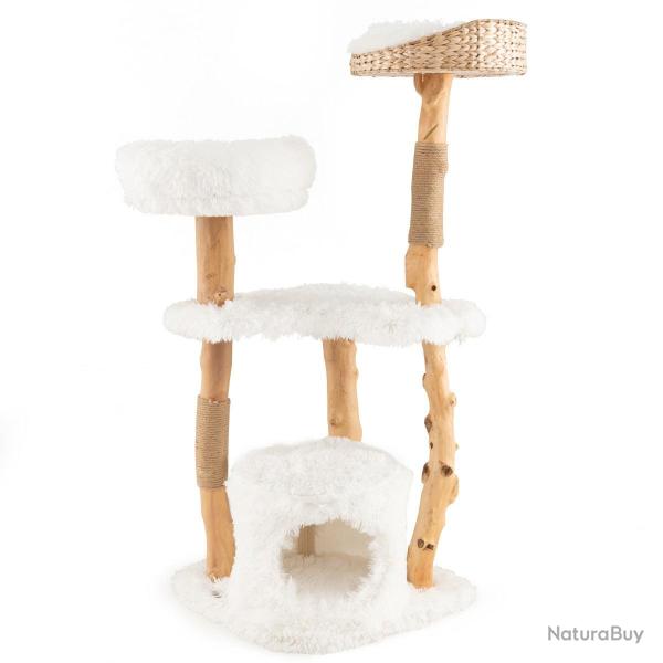 Arbre � chat en bois 48 x 48 x 124 cm avec perchoir sup�rieur et condo priv� confortable en naturel