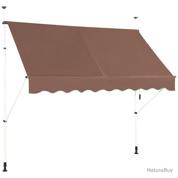 Auvent r�tractable 200 x 300 cm r�glable en hauteur avec manivelle design moderne en aluminium marr