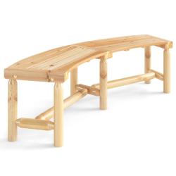 Banc de patio incurvé pour 2 à 3 personnes 170 x 58 x 45 cm assise spacieuse design naturel en bois