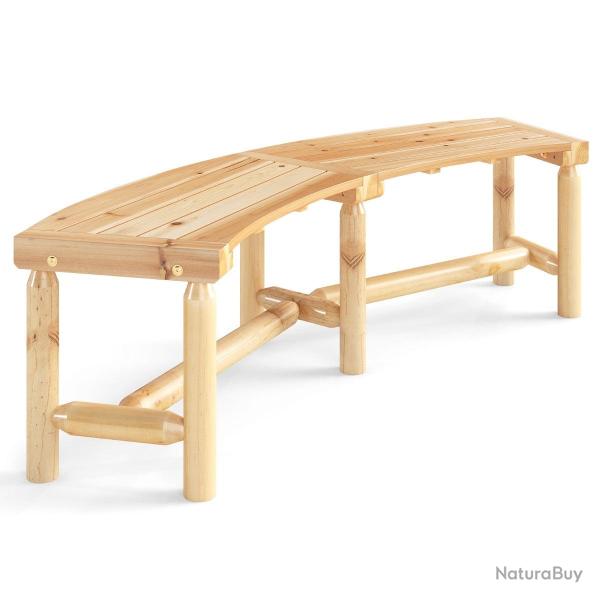 Banc de jardin incurv� pour 2 � 3 personnes 170 x 58 x 45 cm assise spacieuse design naturel en boi