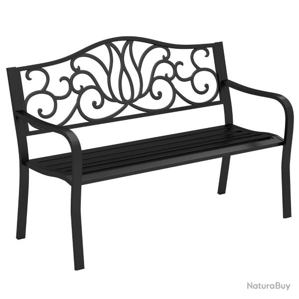 Banc de jardin 127 x 61 x 89 cm pour 2-3 personnes confortable et ergonomique style floral en m�tal
