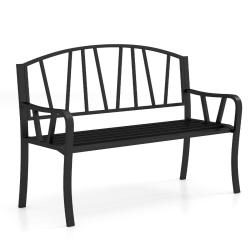 Banc de jardin ergonomique 129 x 53 x 93 cm pour 2 à 3 personnes en métal noir design moderne 20_00