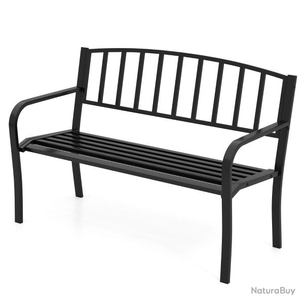 Banc de jardin 127 x 59 x 85,5 cm pour 2-3 personnes avec dossier incurv� et confort optimal en m�t