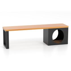 Banc en métal extérieur 150 x 38 x 44 cm pour 3 personnes avec maison pour chat design moderne en m