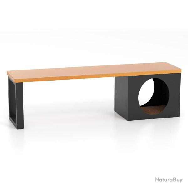 Banc en mtal extrieur 150 x 38 x 44 cm pour 3 personnes avec maison pour chat design moderne en m