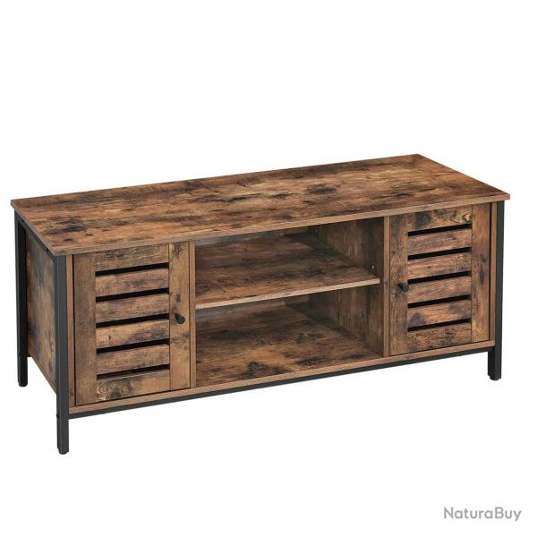 Meuble TV support tlvision avec tagres et placards de rangement portes persiennes pour salon sa