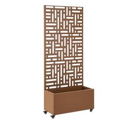 Jardini&egrave;re bac &agrave; plante fleur brise-vue acier galvanis&eacute; 190 x 82 x 38 cm marron 03_0009498