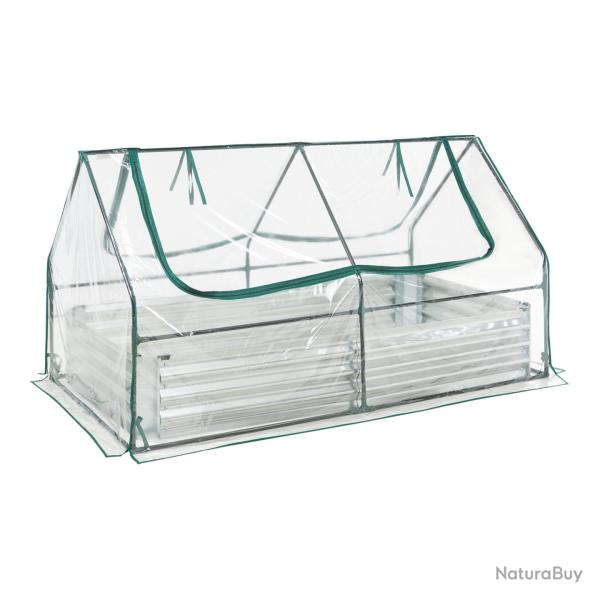 Jardini�re bac � plante fleur sur�lev�e avec film de serre 186 x 96 x 98 cm transparent 03_0009510