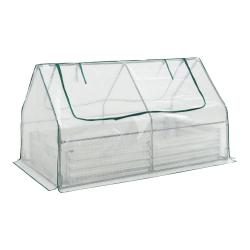 Jardini&egrave;re bac &agrave; plante fleur sur&eacute;lev&eacute;e avec film de serre 186 x 96 x 98 cm blanc 03_0009509