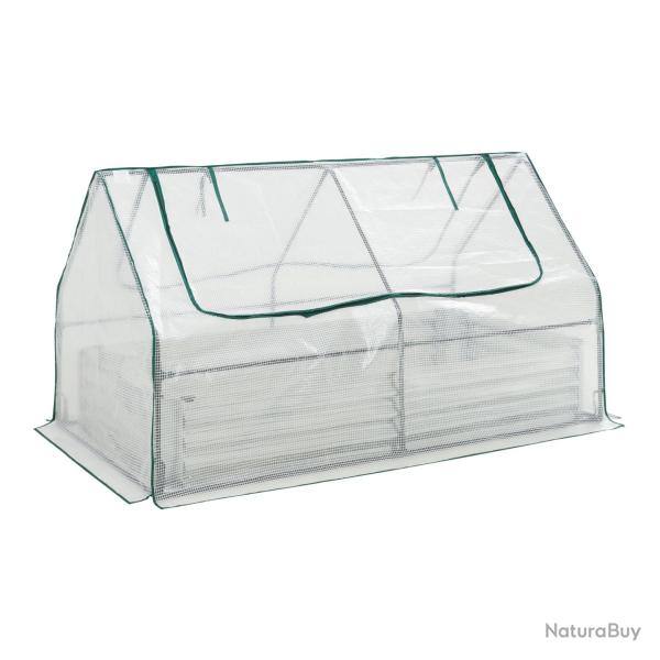 Jardini�re bac � plante fleur sur�lev�e avec film de serre 186 x 96 x 98 cm blanc 03_0009509