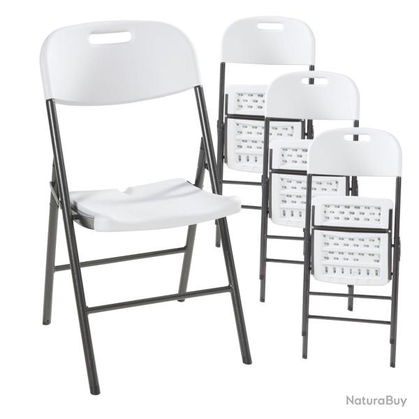 Lot de 4 chaises pliantes 87 x 46 x 53 cm blanc 03_0009843