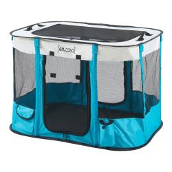 Parc pliable pour chiens 90 x 70 x 60 cm bleu beige 03_0010232
