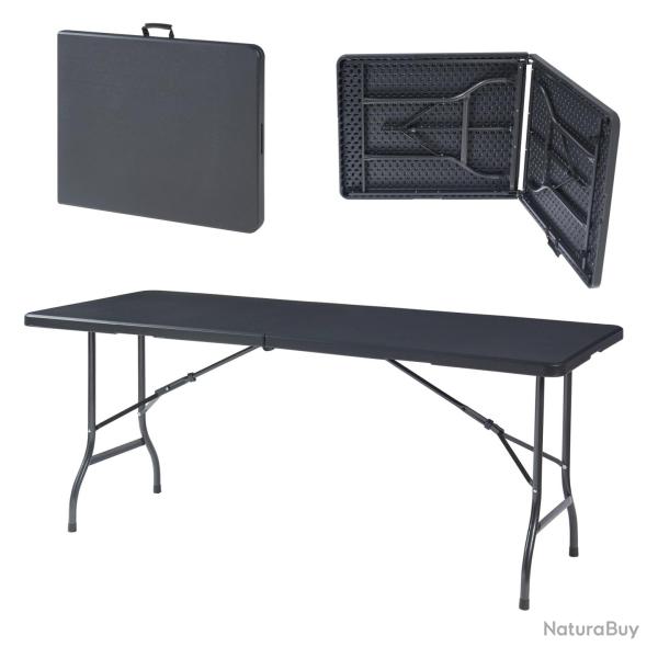 Table pliante avec plateau rectangulaire 180 x 75 x 72 cm noir 03_0011090