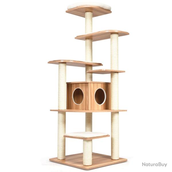 Arbre � chat avec plateformes 176 x 86,5 x 86,5 cm pratique design moderne espace douillet en panne
