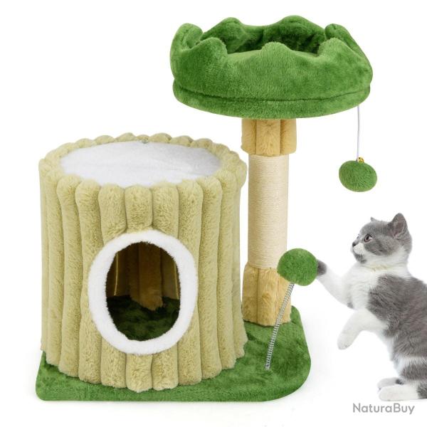 Arbre � chat avec perchoir rembourr� 93 x 60 x 60 cm divertissement pour chats ambiance cosy en MDF
