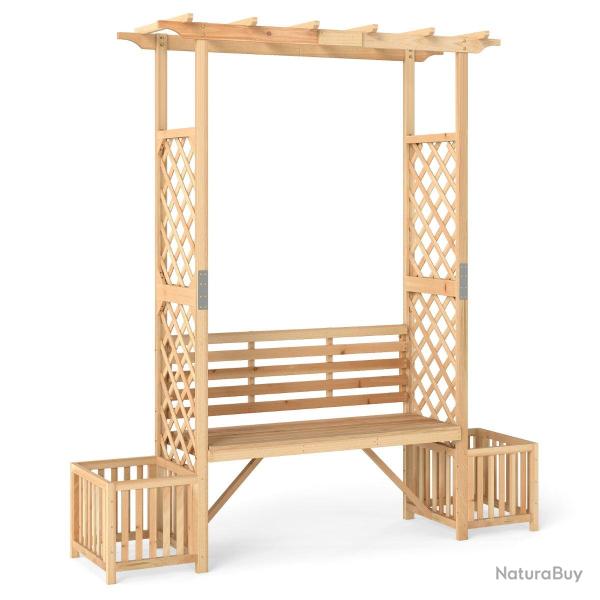 Arche � rosiers avec banc 185 x 56 x 203 cm grand espace de plantation assise ergonomique style nat