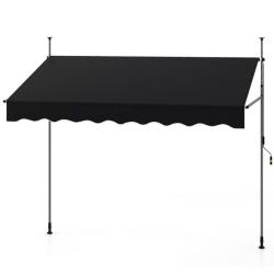 Auvent r&eacute;tractable manuel 250 x 135 x 300 cm pare-soleil r&eacute;glable en hauteur pour balcon jardin en