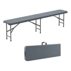 Banc pliable 180 x 30 x 43 cm capacité 600 kg design pratique et décoratif en HDPE gris 20_0010583
