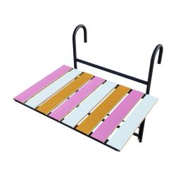 Table de balcon rabattable métal bois de pin 60 x 40 x 58 cm multicolore 03_0010985