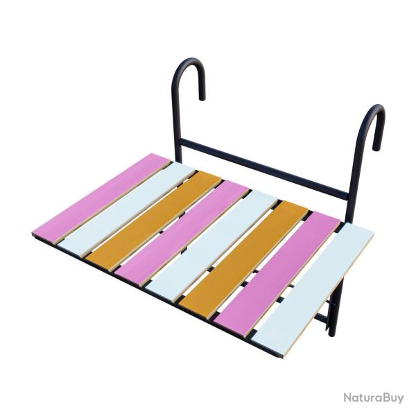 Table de balcon rabattable mtal bois de pin 60 x 40 x 58 cm multicolore 03_0010985