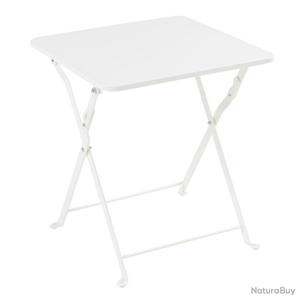 Table pliante jardin camping 45 x 40 x 40 cm acier blanc 03_0011091