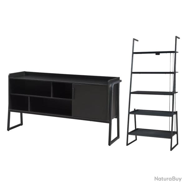 Ensemble de 2 meubles avec tagre chelle et meuble TV noir 03_0009369