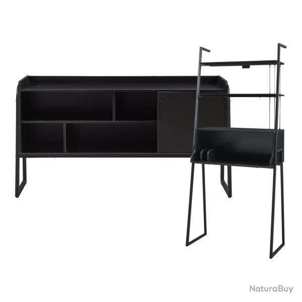 Ensemble de 2 meubles avec bureau et meuble TV noir 03_0009363