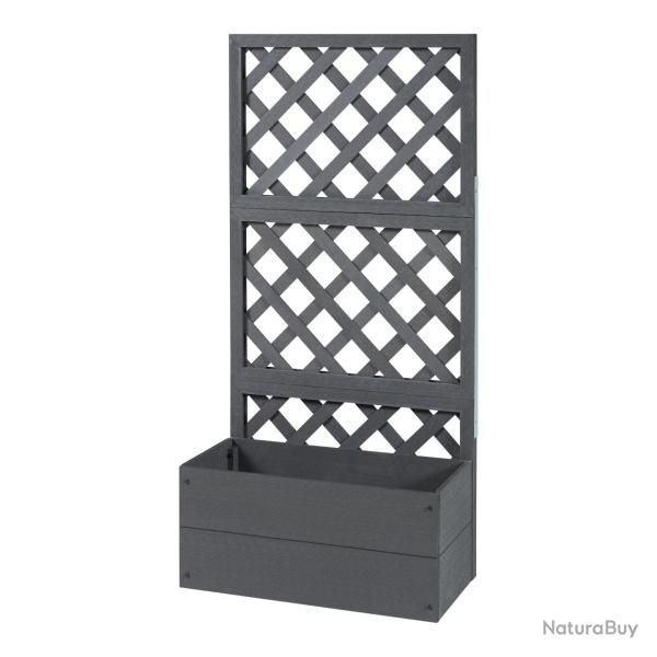 Jardini�re bac � plante fleur avec treillis 135 x 65 x 30 cm bois composite gris 03_0009497