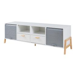 Meuble TV support télévision salon étagère 160 x 40 x 52 cm blanc gris naturel 03_0010074