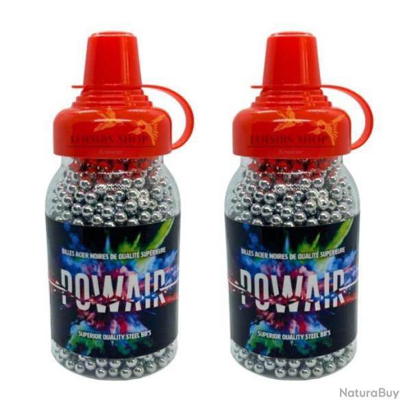Lot 2 biberons 1500 billes en acier de qualit suprieure cal.4,5mm Powair
