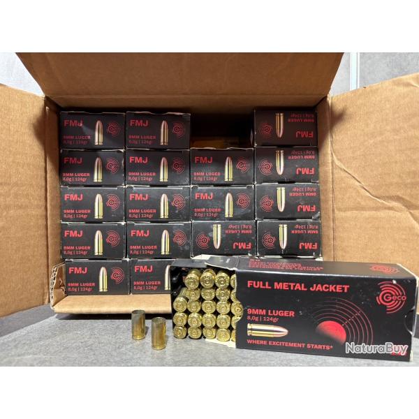 Lot de 1000 douilles GECO Calibre 9 mm Para (Tires une fois)