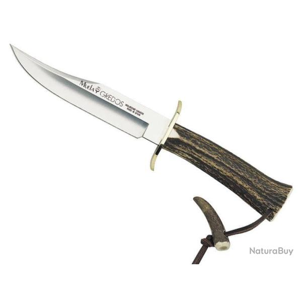 DAGUE MUELA DAGUE GREDOS MANCHE EN BOIS DE CERF PERCE 16CM INOX