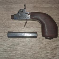 Rare ancien pistolet a percussion canon demontable