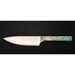 Perceval - Couteau demi chef "éminceur" 15cm - manche loupe de bouleau stabilisé | 947