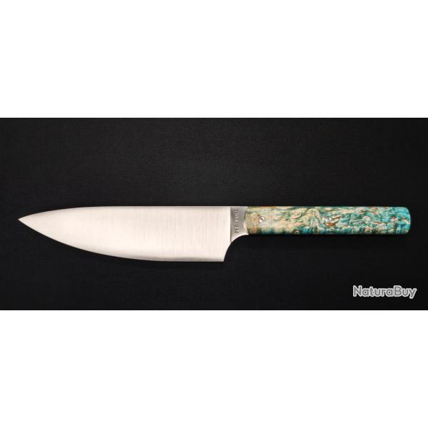 Perceval - Couteau demi chef "minceur" 15cm - manche loupe de bouleau stabilis | 947