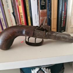 PETIT PISTOLET A PERCUSSION DE POCHE A 2 CANONS