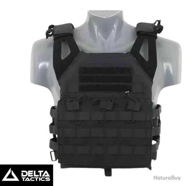 Gilet tactique airsoft Delta Tactics V18 noir avec plaques dummy